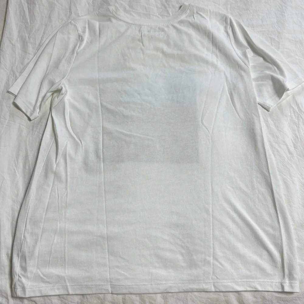 Banana Republic White Tee with Floral Print-size M - Picture 5 of 6